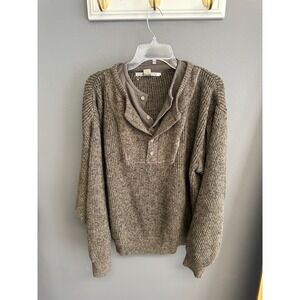 Vintage UnionBay Sweater Mens Large Wool Blend Brown Layer Ribbed Cabin Rugged